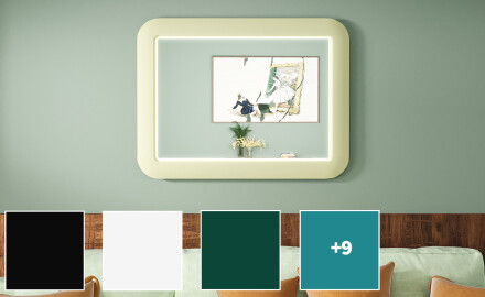 Specchio LED arrotondato con cornice in MDF lucido L305