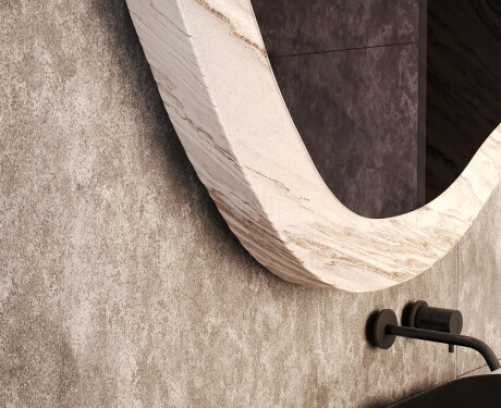 Specchio asimmetrico con texture in pietra L298 #3