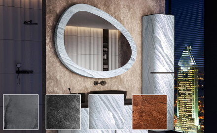 Specchio asimmetrico con texture in pietra L298