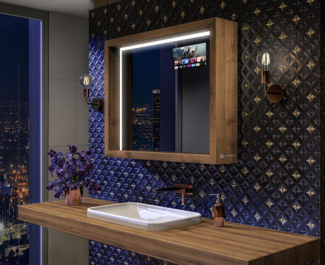 Specchio cornice legno con luci per bagno - WoodenFrame