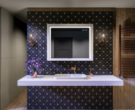 Specchio cornice legno con luci per bagno - WoodenFrame #9