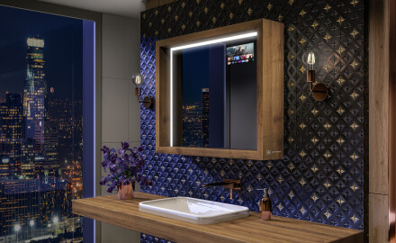 Specchio cornice legno con luci per bagno - WoodenFrame