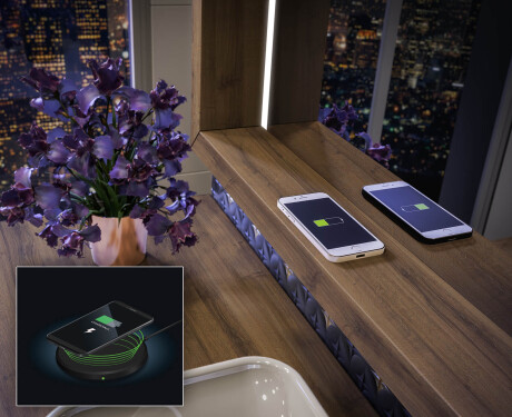 Specchio da bagno LED con cornice WoodenFrame nel colore Rovere Oslo #7