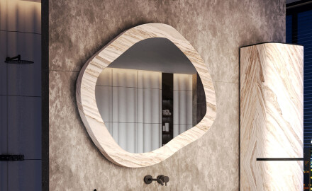 Specchio da bagno su misura con cornice in pietra L297