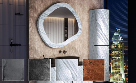 Specchio da bagno su misura con cornice in pietra L297