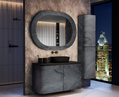 Specchio da bagno con laminato effetto pietra L295