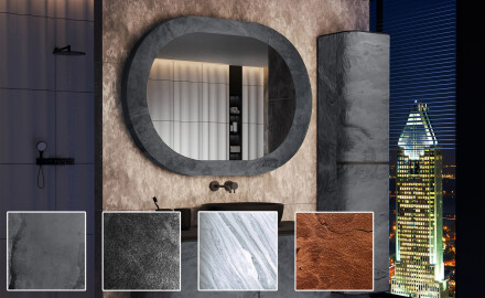 Specchio da bagno con laminato effetto pietra L295