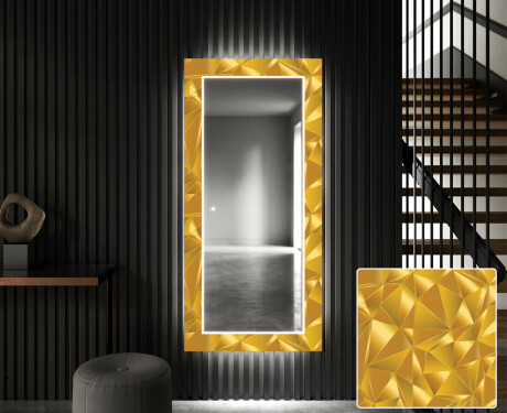 Specchio decorativi grande con luci LED per ingresso - Gold Triangles