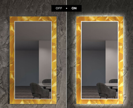Specchio decorativi grande con luci LED per ingresso - Gold Triangles #7