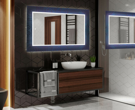 Specchi LED decorativi da parete da bagno - Blue Drawing #2