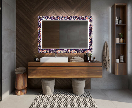 Specchi LED decorativi da parete da bagno - Elegant Flowers #12