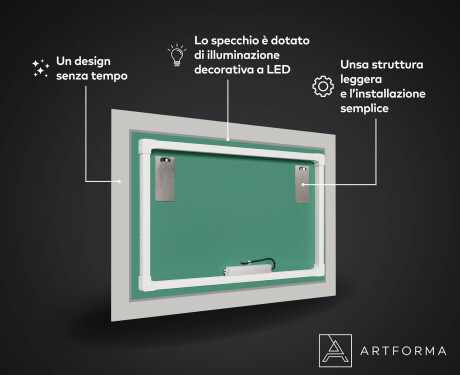 Specchi LED decorativi da parete da bagno - Elegant Flowers #3