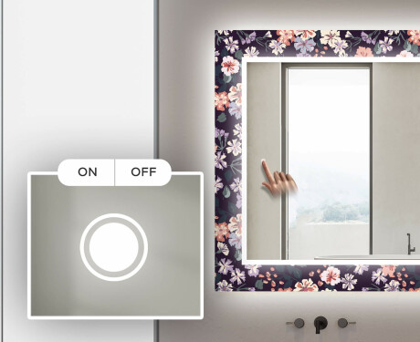 Specchi LED decorativi da parete da bagno - Elegant Flowers #4