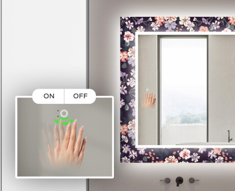 Specchi LED decorativi da parete da bagno - Elegant Flowers #5