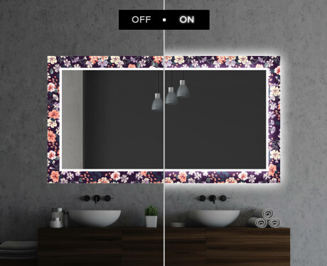 Specchi LED decorativi da parete da bagno - Elegant Flowers #7