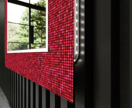 Decorativi specchio bagno da parete retroilluminato - Red Mosaic #11