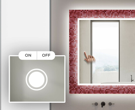 Decorativi specchio bagno da parete retroilluminato - Red Mosaic #4