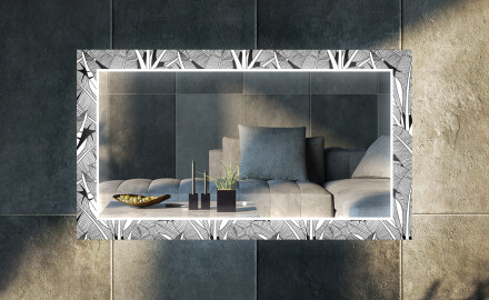 Specchio Decorativo Retroilluminato A Led Per Il Salone - Black and White Jungle