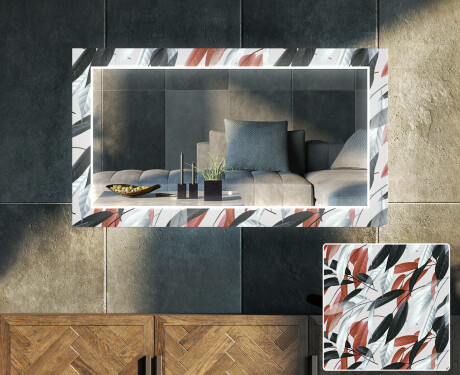 Specchio decorativi con luci LED da soggiorno - Leaves