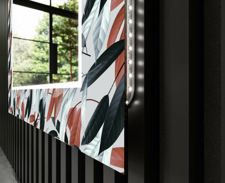 Specchio decorativi con luci LED da soggiorno - Leaves #11