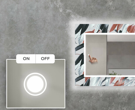 Specchio decorativi con luci LED da soggiorno - Leaves #4