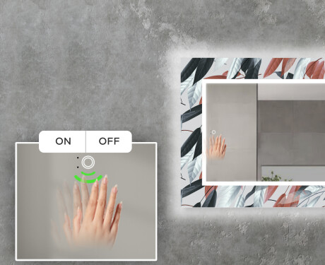 Specchio decorativi con luci LED da soggiorno - Leaves #5