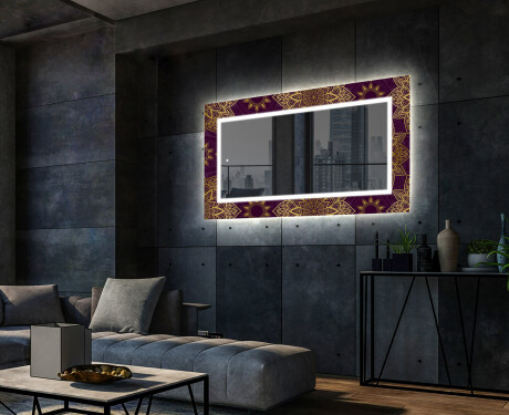 Specchio decorativi con luci LED da soggiorno - Gold Mandala #2