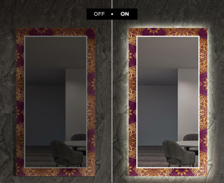 Specchio decorativi con luci LED da soggiorno - Gold Mandala #7