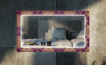 Specchio decorativi con luci LED da soggiorno - Gold Mandala