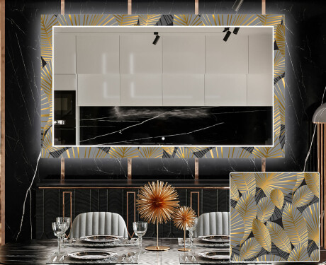 Decorativi specchio sala da pranzo retroilluminato - Golden Leaves