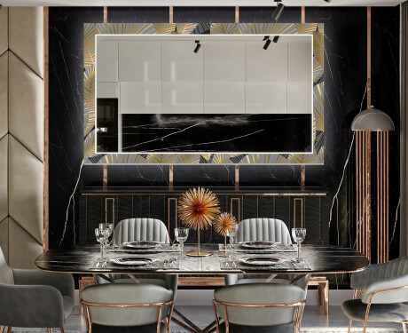 Decorativi specchio sala da pranzo retroilluminato - Golden Leaves #12