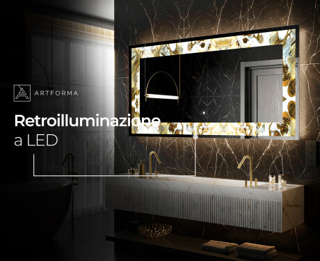 Decorativi specchio da parete retroilluminato - Golden Streaks #6