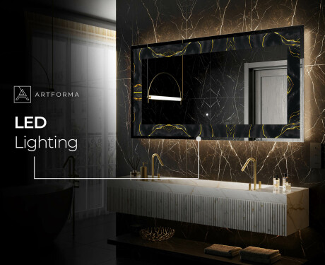 Decorativi specchio da parete retroilluminato - Golden Veins #6