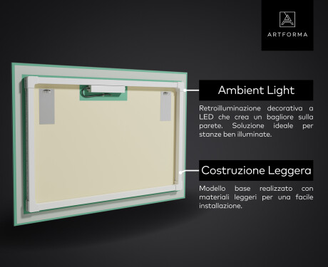 Decorativi specchio da parete retroilluminato - Whirling Lines #4