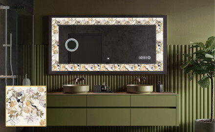 Decorativi specchio da parete retroilluminato - Floral Reflections