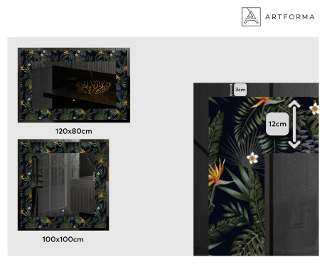 Decorativi specchio da parete retroilluminato - Vintage Leaves #2