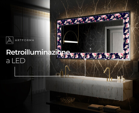 Decorativi specchio da parete retroilluminato - Floral Layouts #8