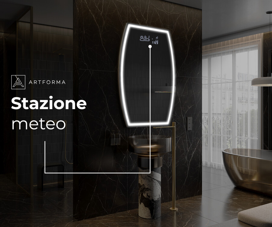 Artforma - Specchio da bagno LED di forma irregolare M223