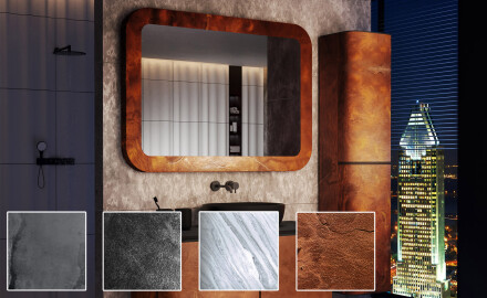 Specchio stondato con cornice in pietra L293