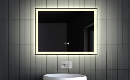 Specchio Bagno Retroilluminato LED L01 80x60 cm: Tappetino Riscaldante, Interruttore Tattile