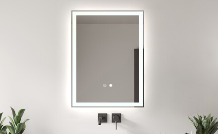 Specchio Bagno Retroilluminato LED L60 80x60 Cm: Interruttore Tattile, Dualcolor