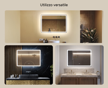 Specchio bagno retroilluminato LED 100x70cm con Dual color, Interruttore tattile, Tappetino riscaldante, Altoparlante Bluetooth - L141 #2