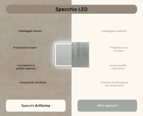 Specchio da parete moderno per bagno 70x50cm con luci, Dual color, Interruttore tattile, Tappetino riscaldante - L49 #7