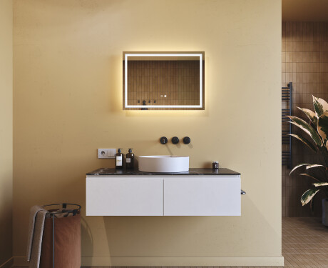Specchio da parete moderno per bagno 70x50cm con luci, Dual color, Interruttore tattile, Tappetino riscaldante - L49 #9