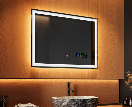 Specchio bagno retroilluminato LED 80x60cm con Dual color, Interruttore tattile, Stazione - L01