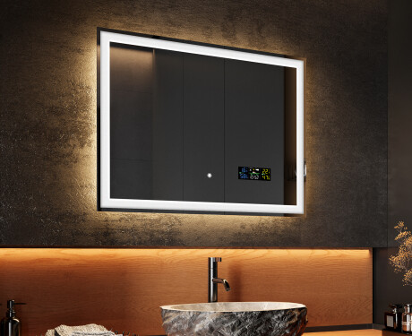 Specchio bagno retroilluminato LED 80x60cm con Dual color, Interruttore tattile, Stazione - L01 #2