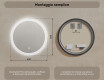 Apvalus LED apšviestas vonios veidrodis 60 cm su Dual color, Jutiklinis jungiklis #7