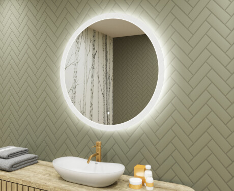 Specchio rotondo con luce LED per bagno 80cm con Dual color, Interruttore tattile