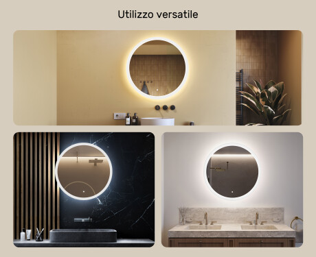 Specchio rotondo con luce LED per bagno 80cm con Dual color, Interruttore tattile #2