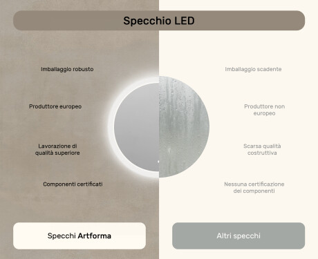 Specchio rotondo con luce LED per bagno 80cm con Dual color, Interruttore tattile #6